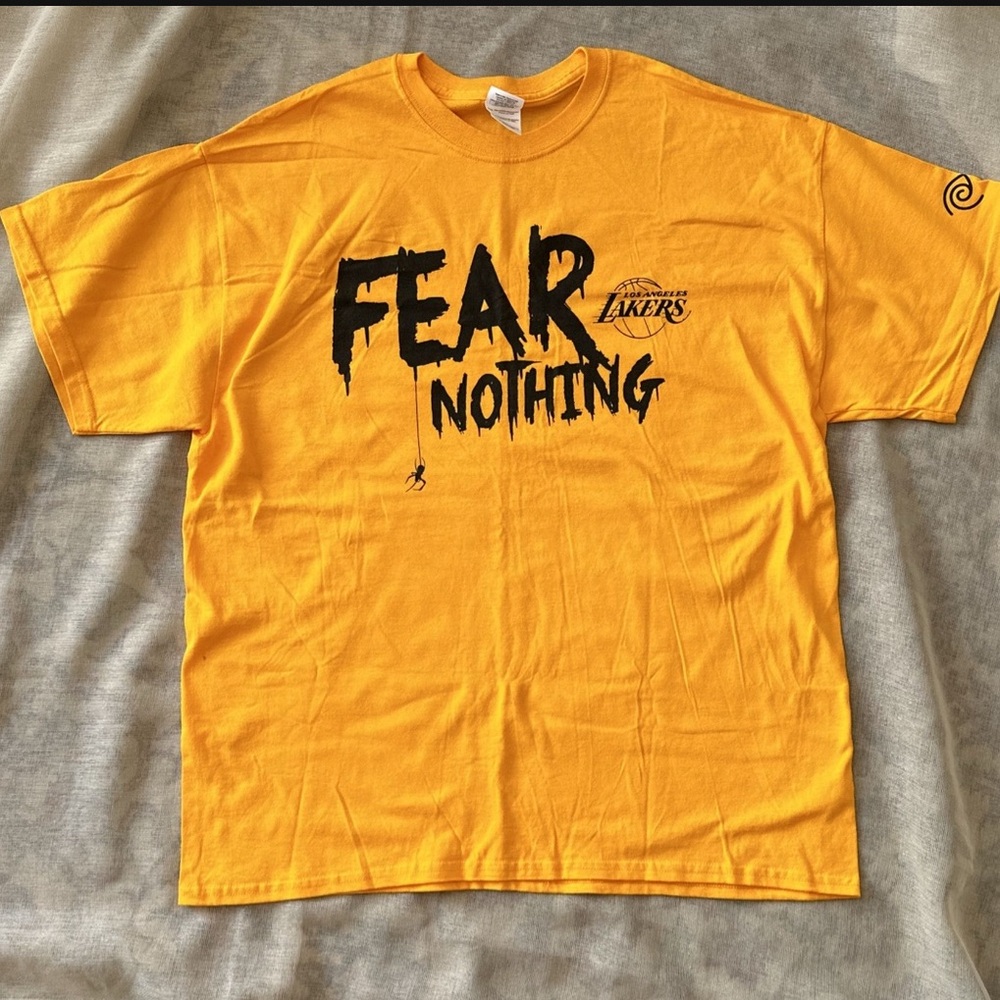 Lakers Teeshirt Themed Fear nothing Cotton oversized top Crew neck Yolk color